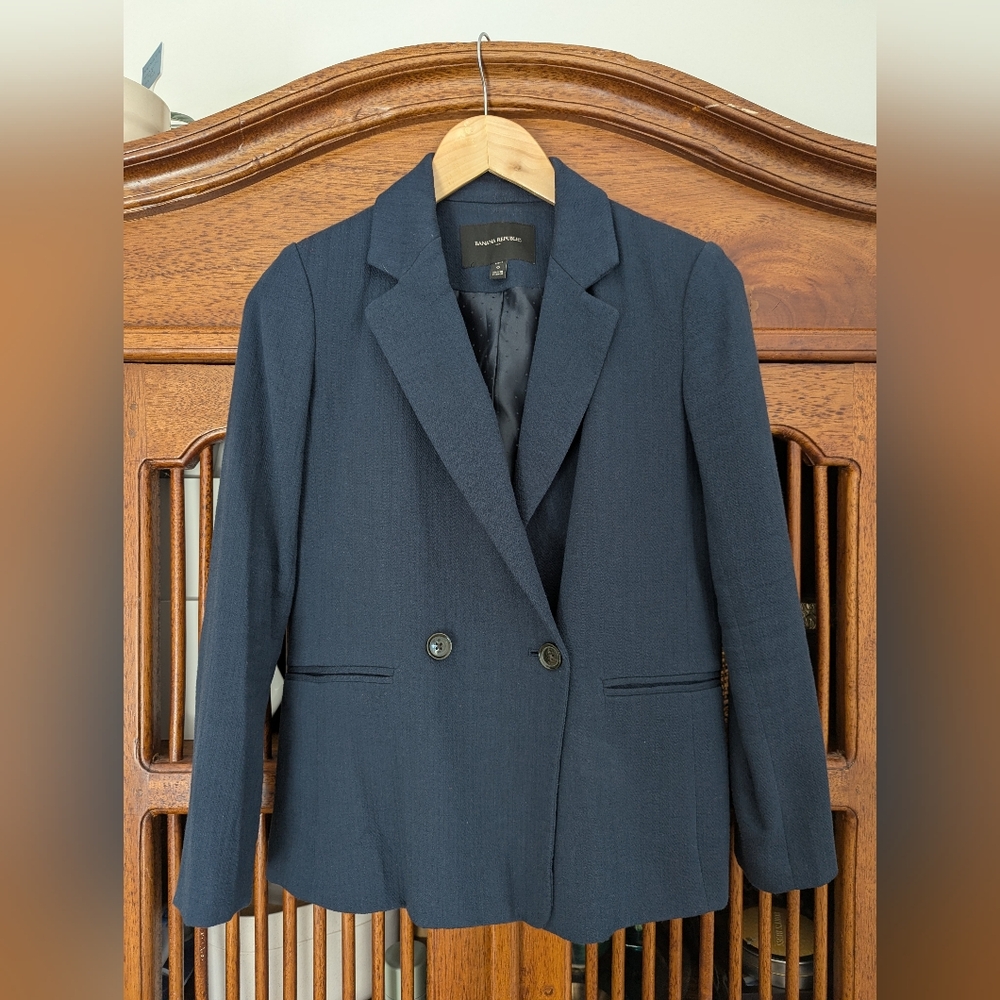 Banana Republic Muted Blue Double-Breasted Blazer